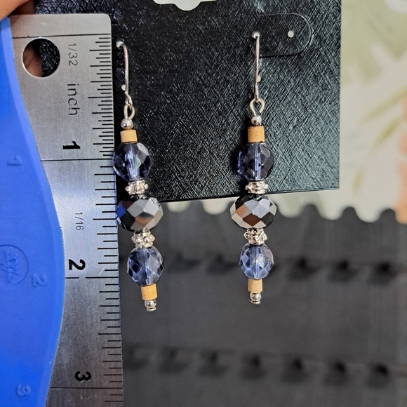 Franco Gia Silver Tone and Blue Beaded Earrings - Picture 1 of 4